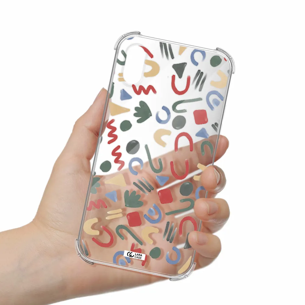 a pattern of colorful shapes Apple iPhone X Clear PC Case