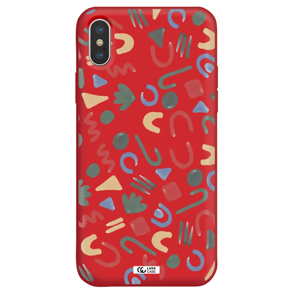 a pattern of colorful shapes Apple iPhone X Silicone Imperial Red Case
