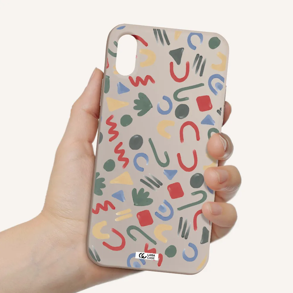 a pattern of colorful shapes Apple iPhone X Silicone Stone Case