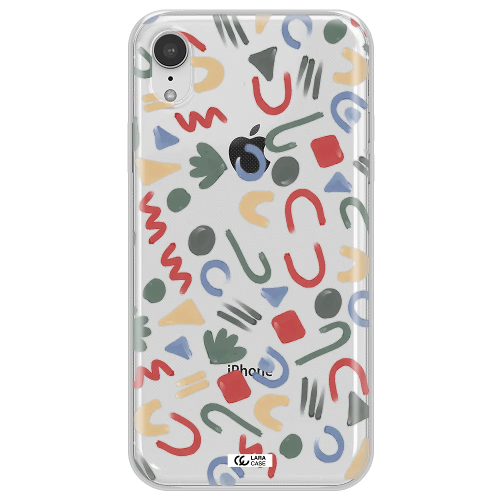 a pattern of colorful shapes Apple iPhone XR Clear TPU Case