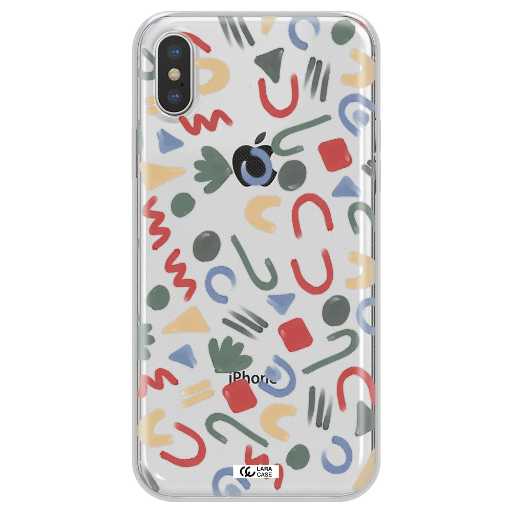 a pattern of colorful shapes Apple iPhone XS Clear TPU Case