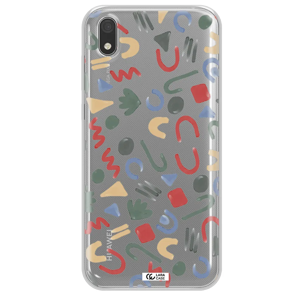 a pattern of colorful shapes Huawei Honor 8S Clear TPU Case