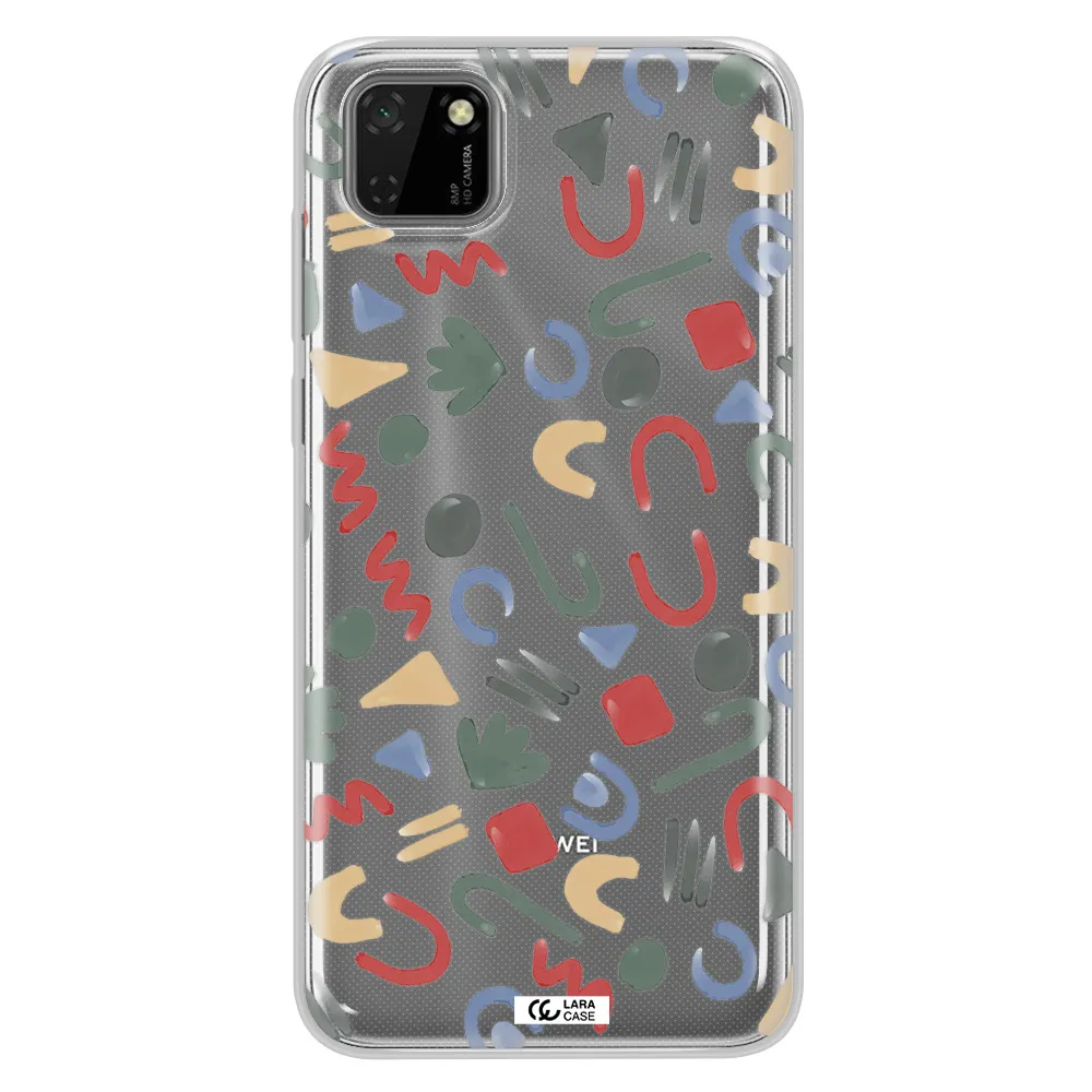a pattern of colorful shapes Huawei Honor 9S Clear TPU Case