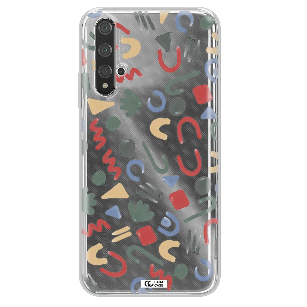 a pattern of colorful shapes Huawei Nova 5t Clear TPU Case