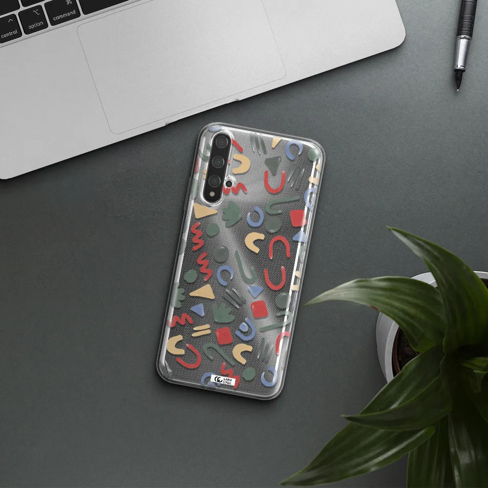 a pattern of colorful shapes Huawei Nova 5t Clear TPU Case