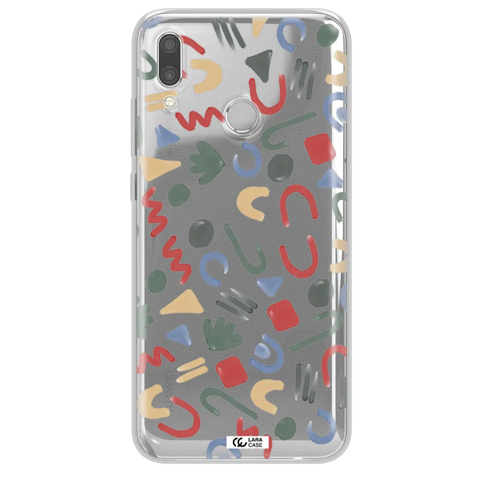a pattern of colorful shapes Huawei P Smart 2019 Clear TPU Case