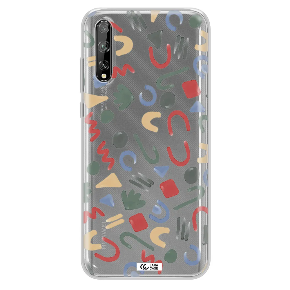 a pattern of colorful shapes Huawei P Smart S Clear TPU Case