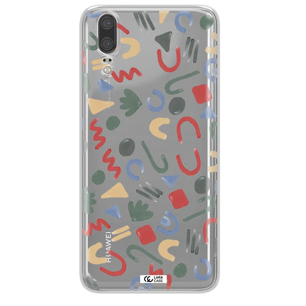 a pattern of colorful shapes Huawei P20 Clear TPU Case