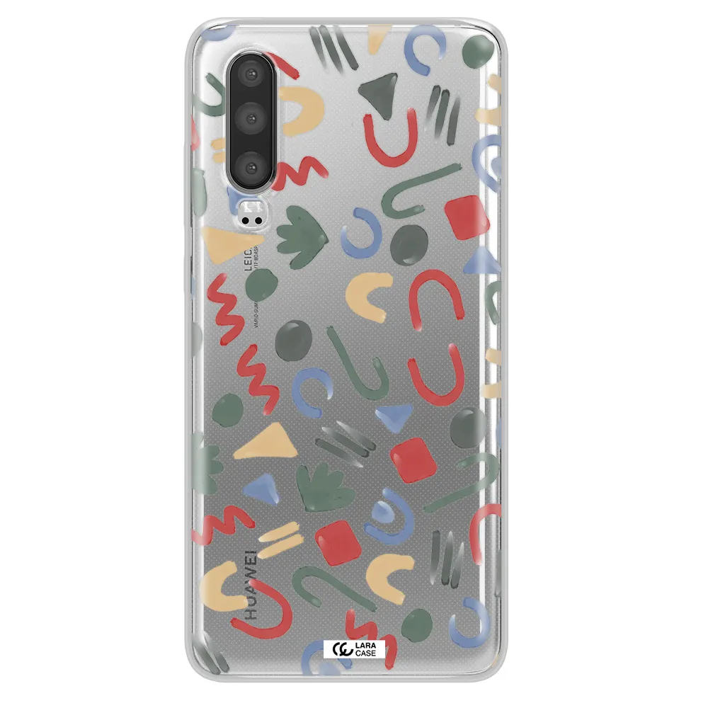 a pattern of colorful shapes Huawei P30 Clear TPU Case