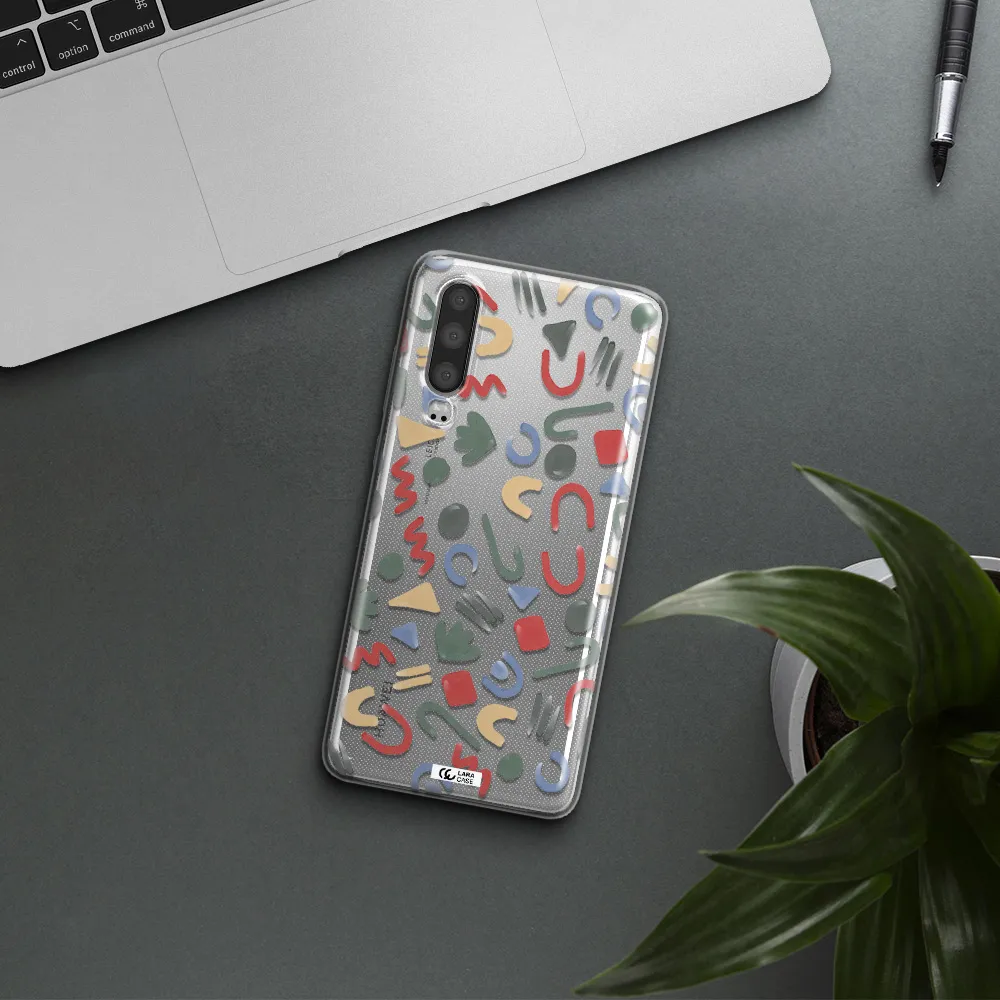 a pattern of colorful shapes Huawei P30 Clear TPU Case