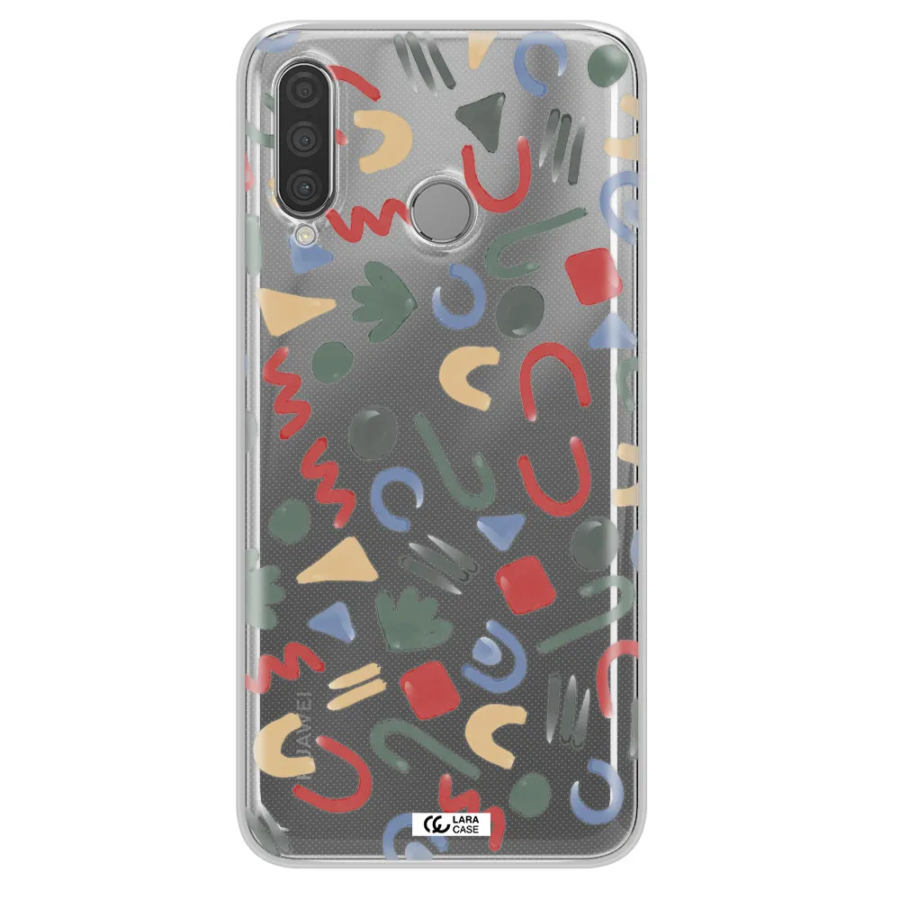 a pattern of colorful shapes Huawei P30 Lite Clear TPU Case