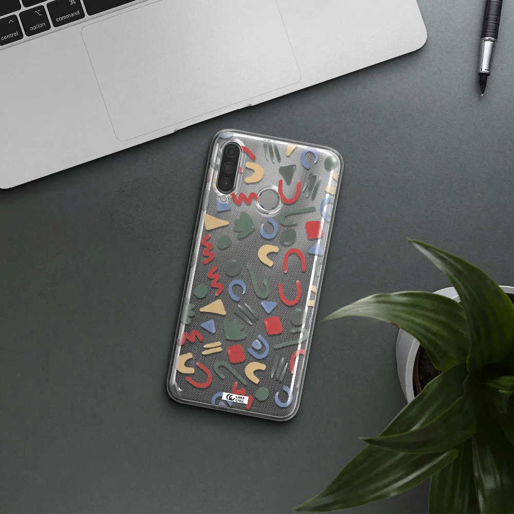 a pattern of colorful shapes Huawei P30 Lite Clear TPU Case