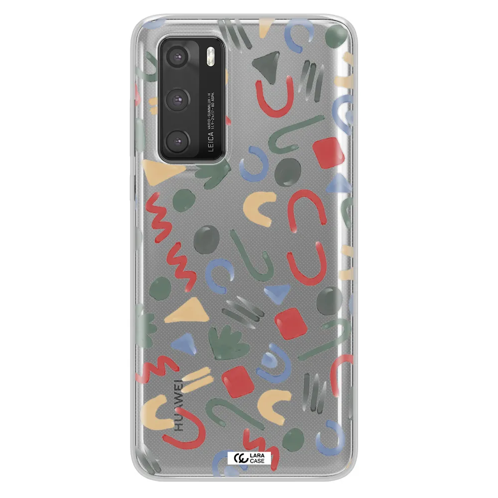 a pattern of colorful shapes Huawei P40 Clear TPU Case