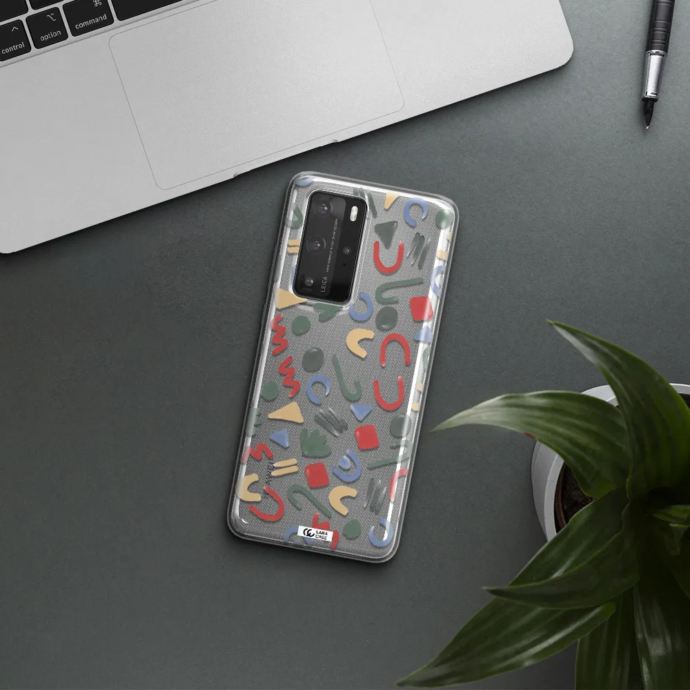 a pattern of colorful shapes Huawei P40 Pro Clear TPU Case
