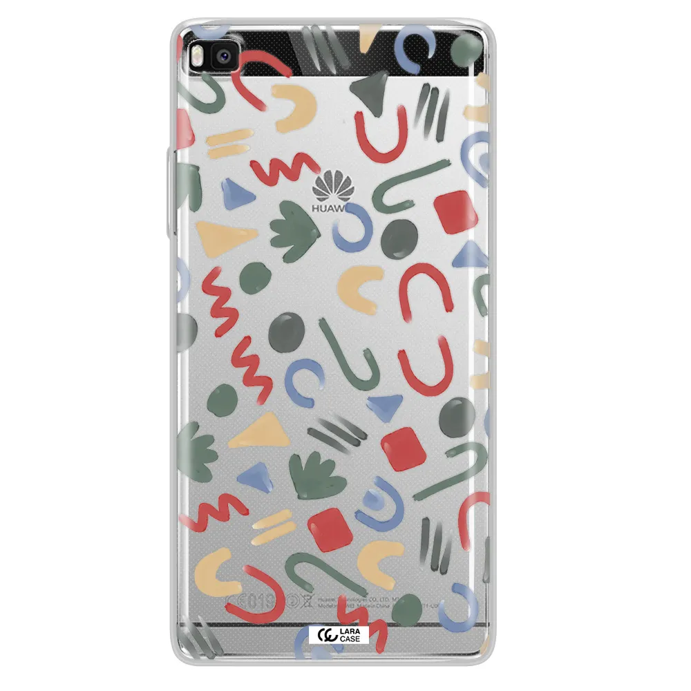 a pattern of colorful shapes Huawei P8 Clear TPU Case