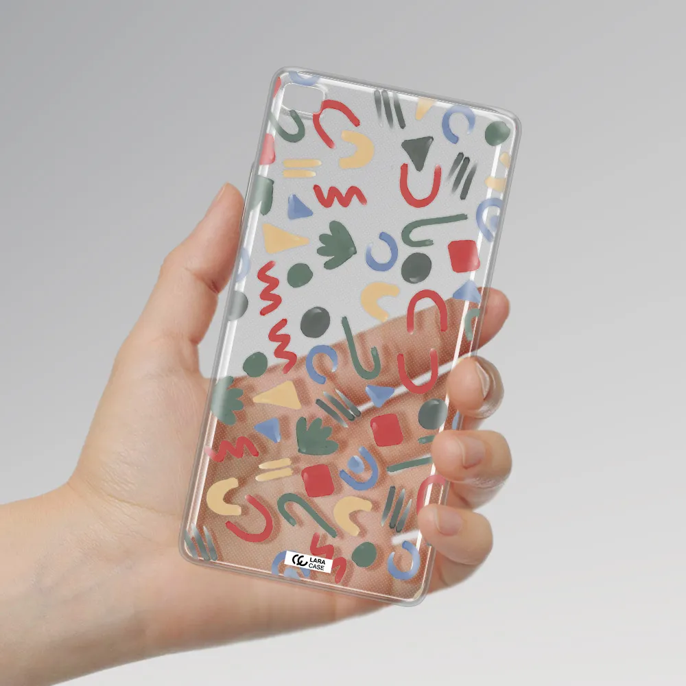 a pattern of colorful shapes Huawei P8 Clear TPU Case