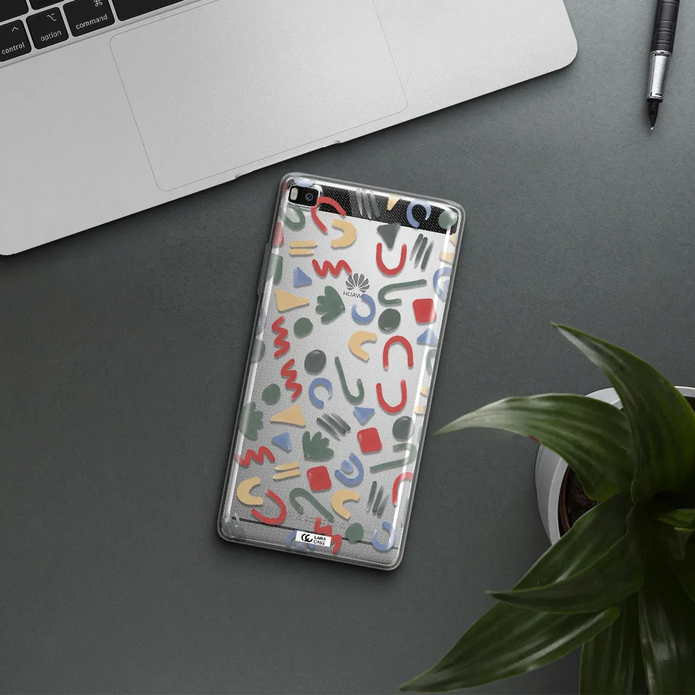 a pattern of colorful shapes Huawei P8 Clear TPU Case
