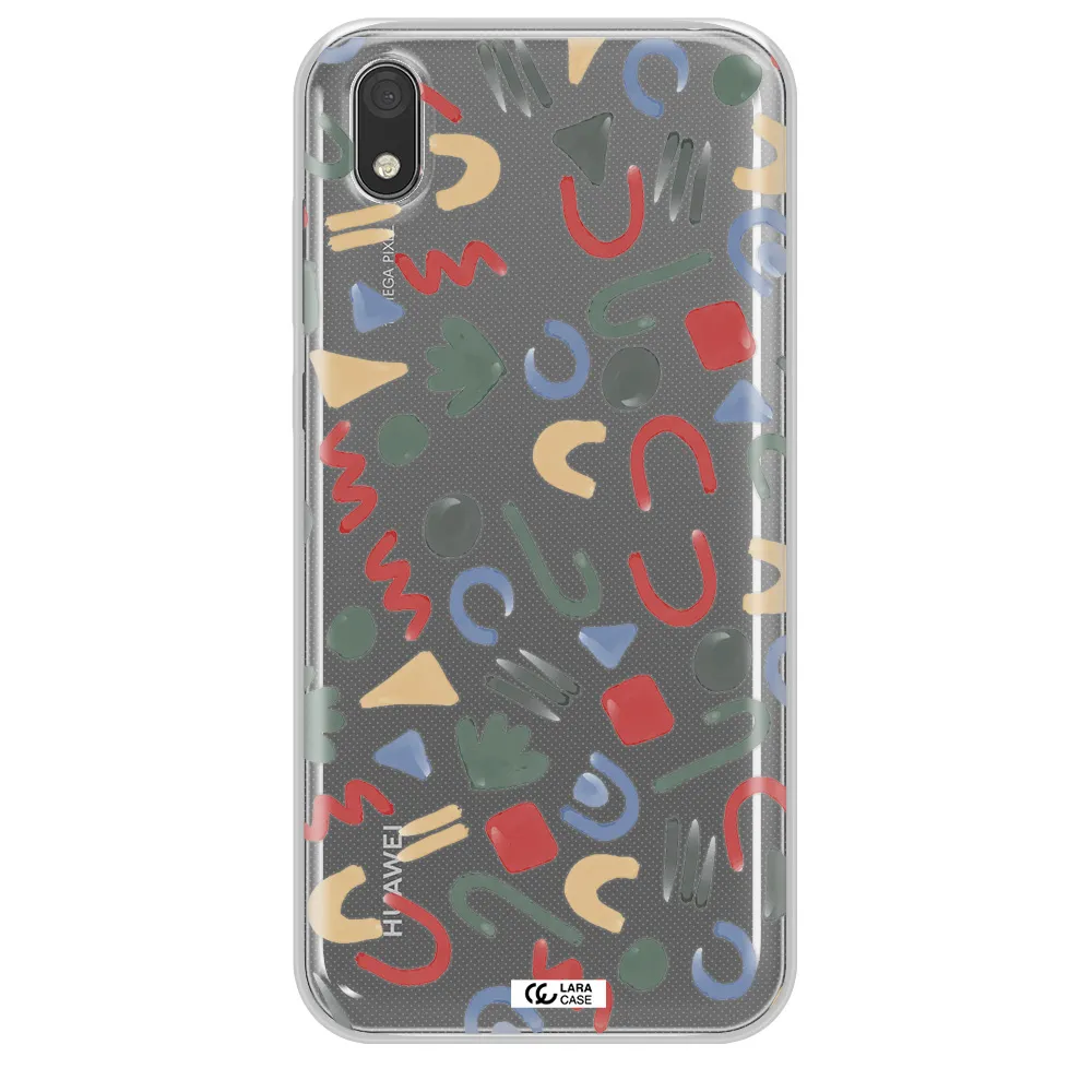 a pattern of colorful shapes Huawei Y5 2019 Clear TPU Case
