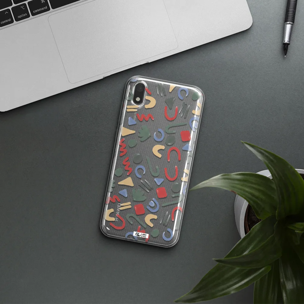 a pattern of colorful shapes Huawei Y5 2019 Clear TPU Case