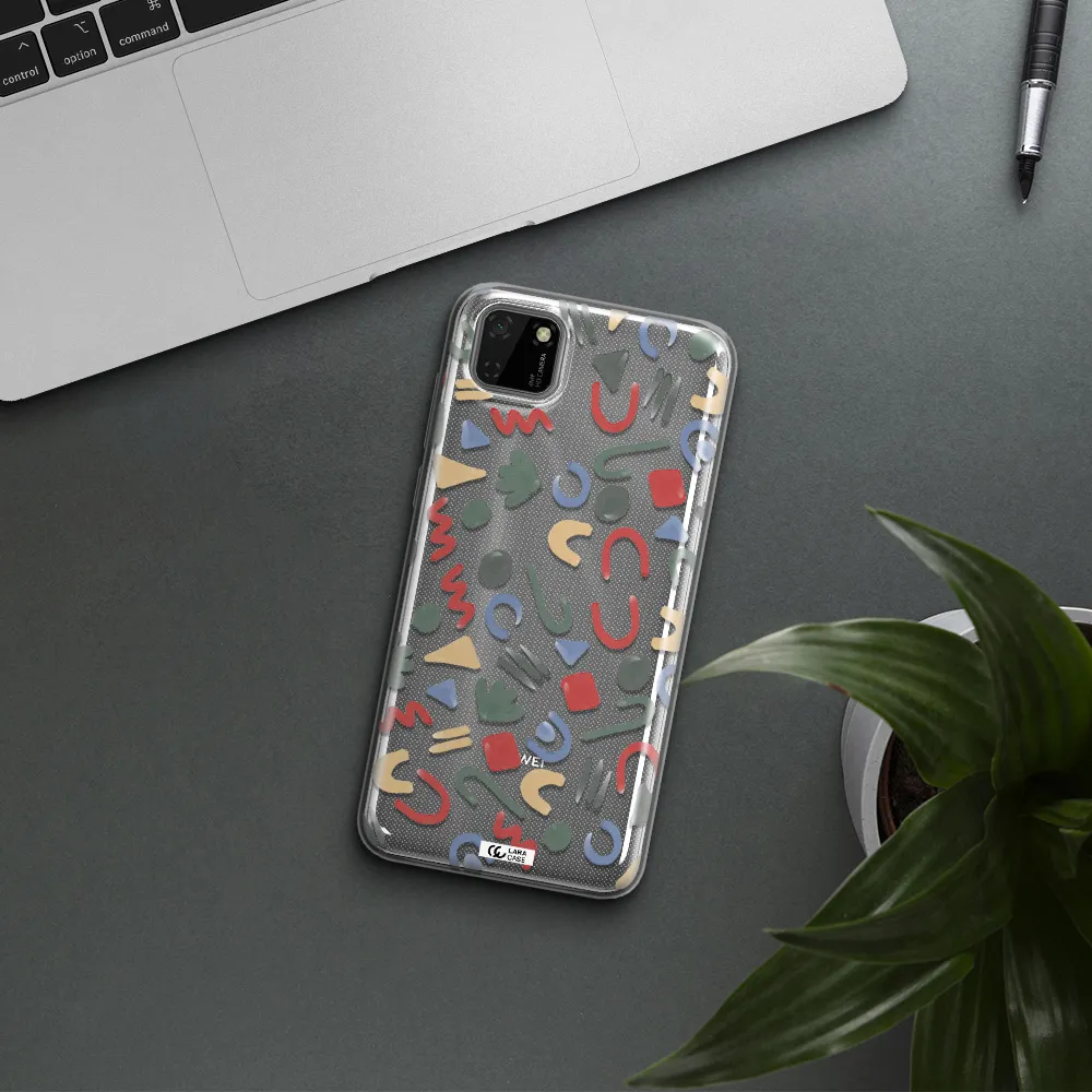 a pattern of colorful shapes Huawei Y5P Clear TPU Case