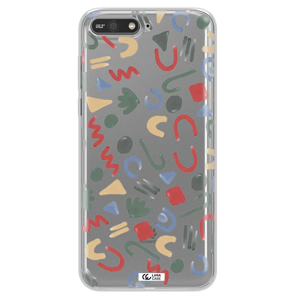 a pattern of colorful shapes Huawei Y6 2018 Clear TPU Case