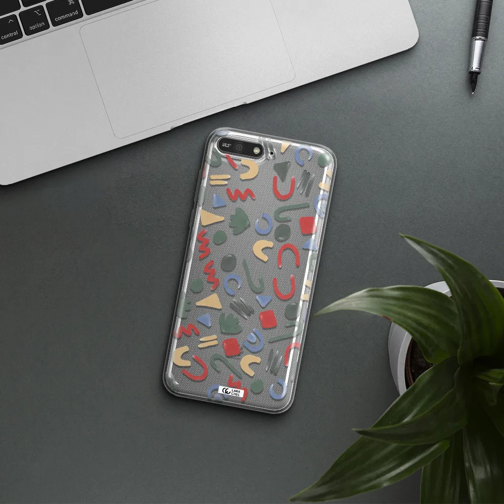 a pattern of colorful shapes Huawei Y6 2018 Clear TPU Case