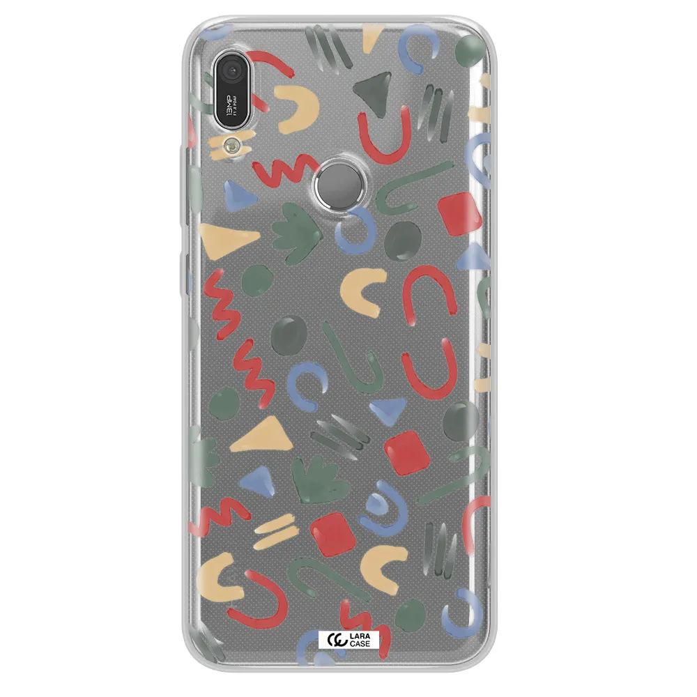 a pattern of colorful shapes Huawei Y6 2019 Clear TPU Case