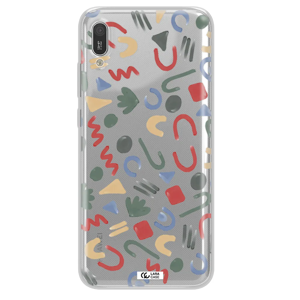 a pattern of colorful shapes Huawei Y6 Pro 2019 Clear TPU Case