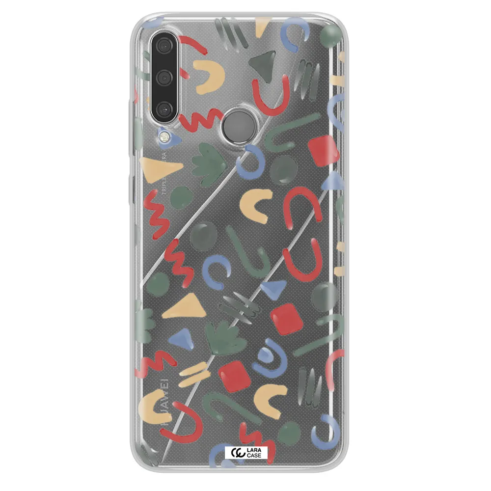 a pattern of colorful shapes Huawei Y6P Clear TPU Case