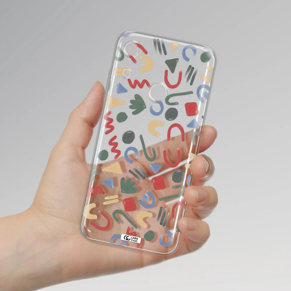 a pattern of colorful shapes Huawei Y6S Clear TPU Case