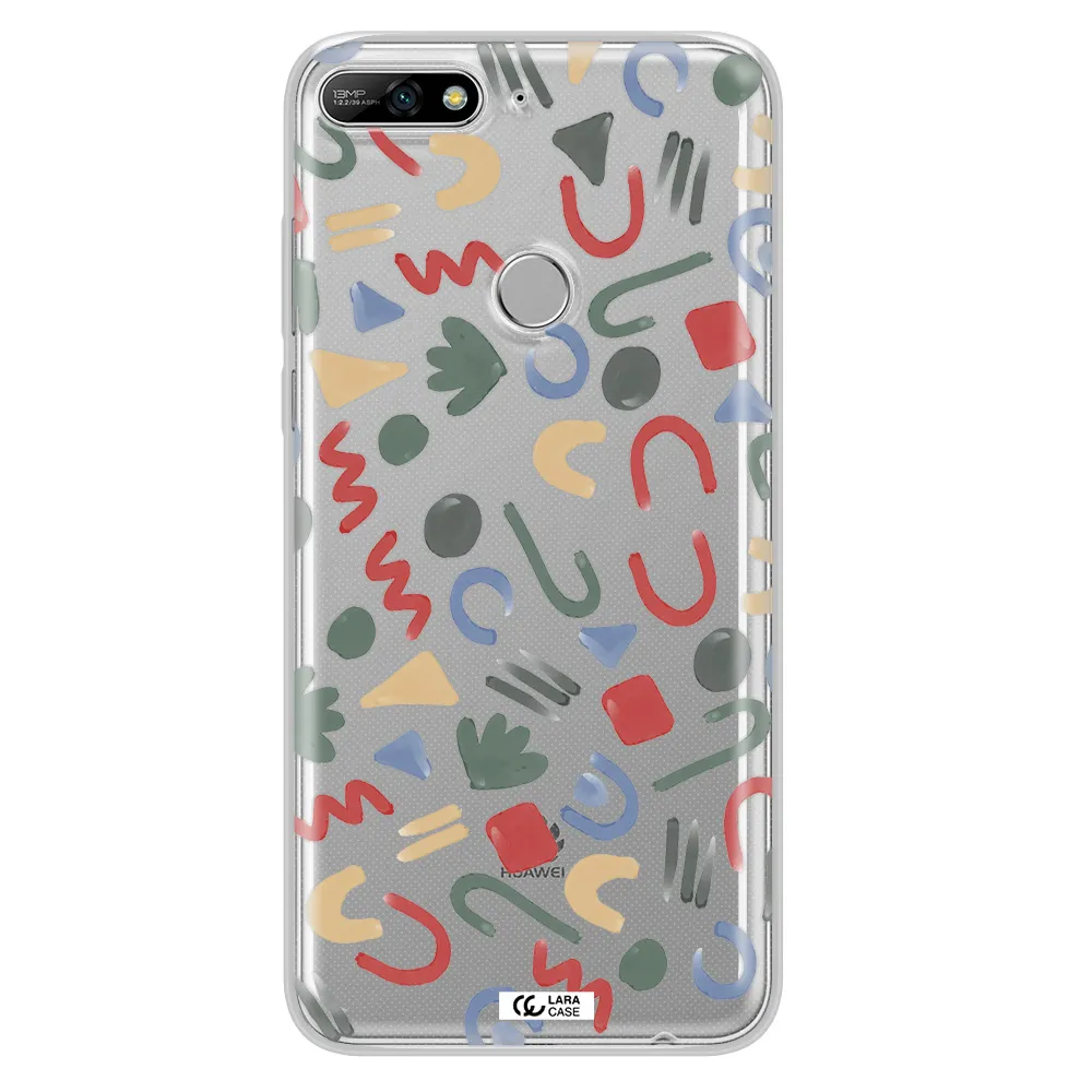 a pattern of colorful shapes Huawei Y7 2018 Clear TPU Case