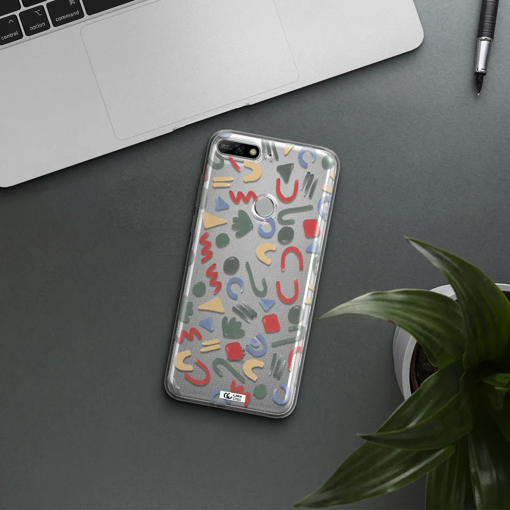 a pattern of colorful shapes Huawei Y7 2018 Clear TPU Case