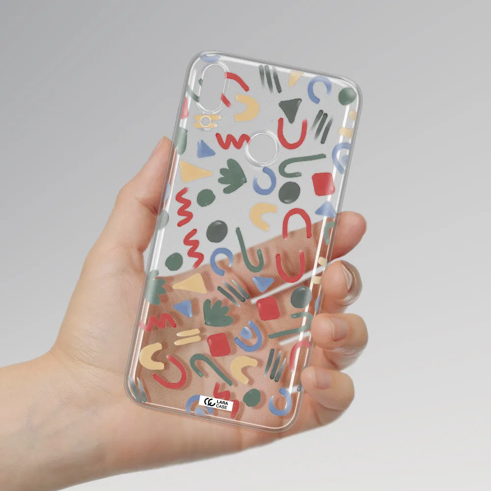 a pattern of colorful shapes Huawei Y7 2019 Clear TPU Case