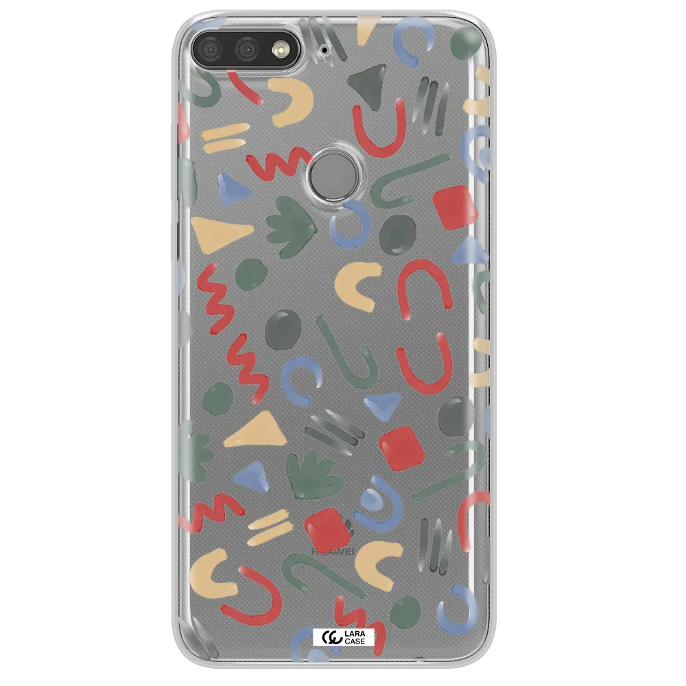 a pattern of colorful shapes Huawei Y7 Prime 2018 Clear TPU Case