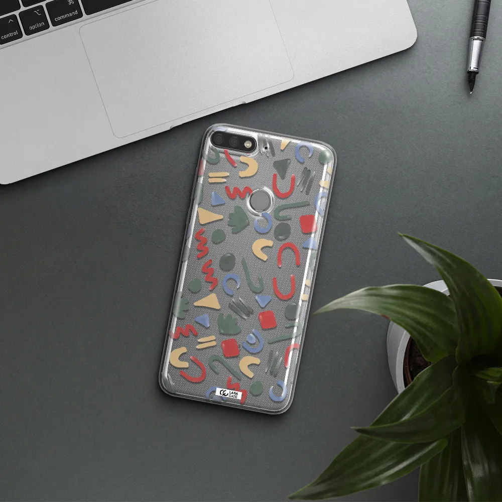 a pattern of colorful shapes Huawei Y7 Prime 2018 Clear TPU Case