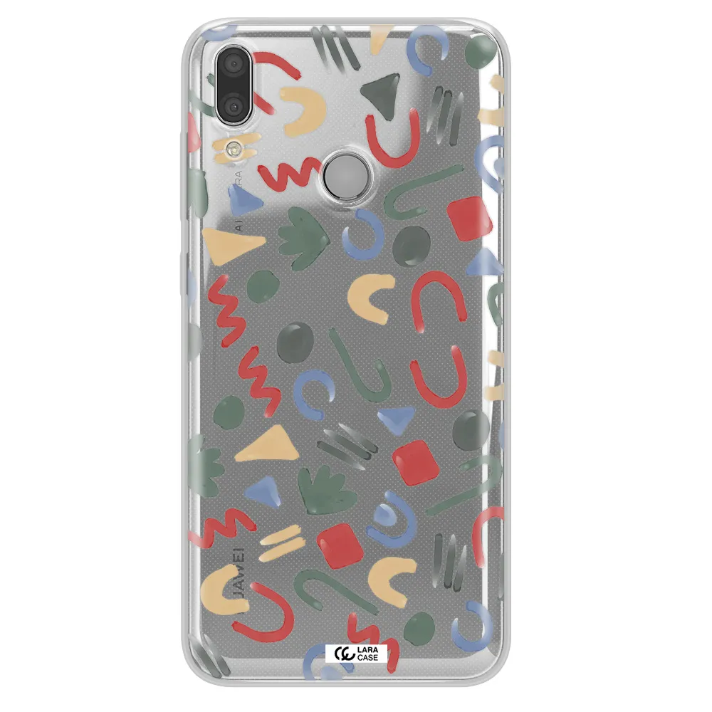 a pattern of colorful shapes Huawei Y9 2019 Clear TPU Case