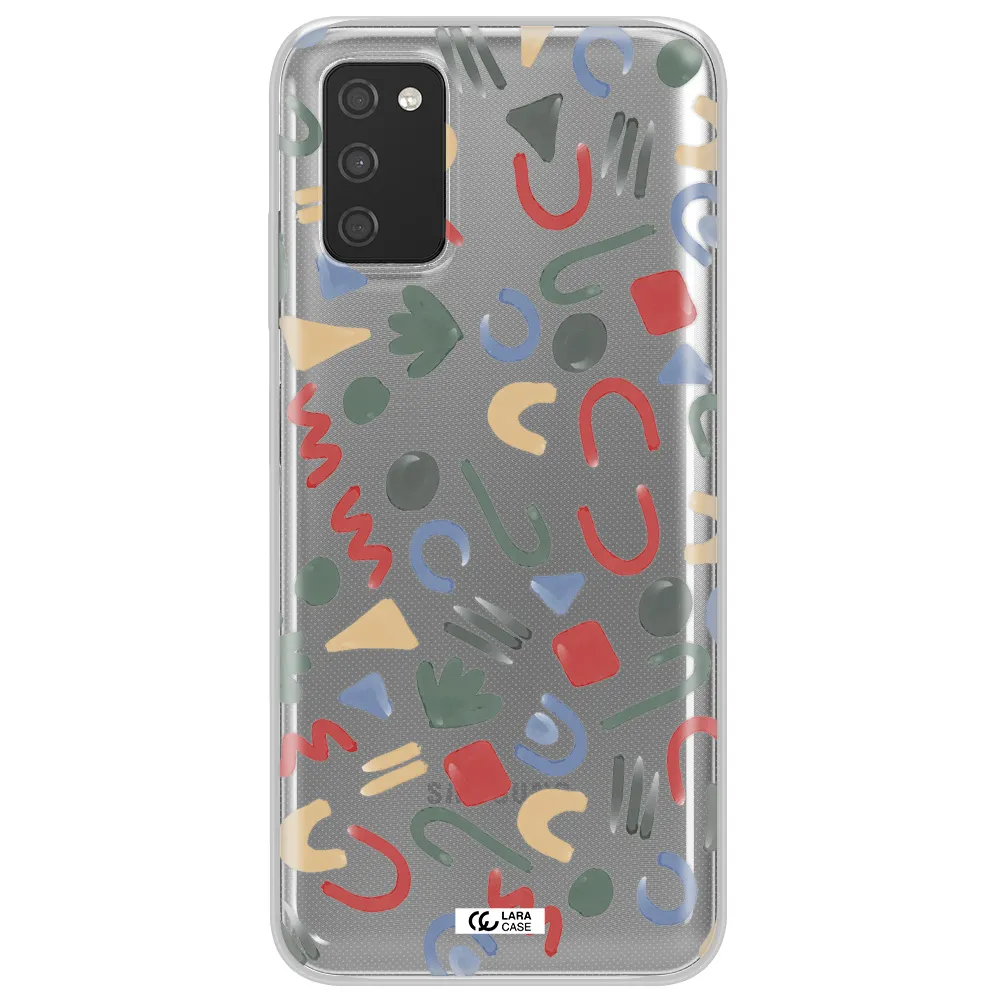 a pattern of colorful shapes Samsung A03S Clear TPU Case