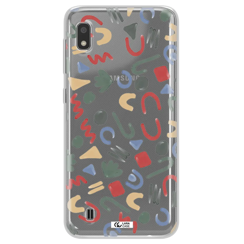 a pattern of colorful shapes Samsung A10 Clear TPU Case