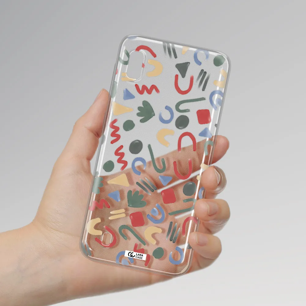 a pattern of colorful shapes Samsung A10 Clear TPU Case