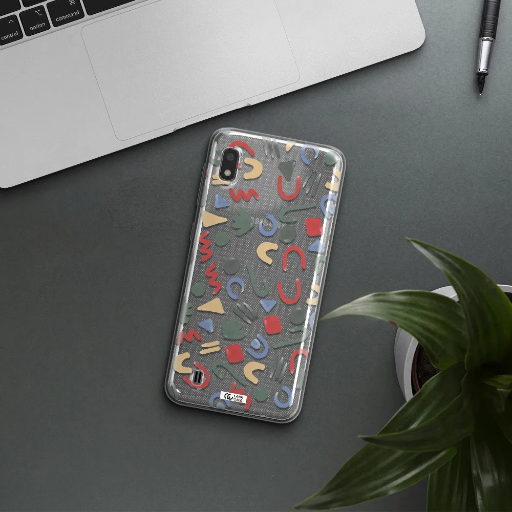 a pattern of colorful shapes Samsung A10 Clear TPU Case