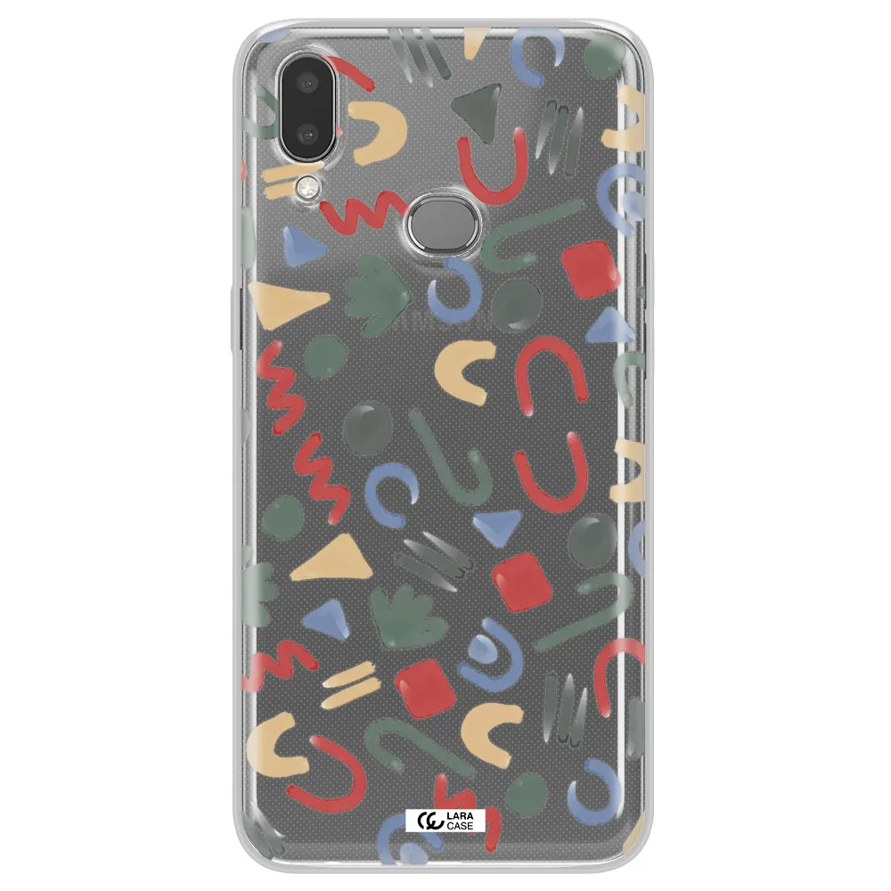 a pattern of colorful shapes Samsung A10S Clear TPU Case