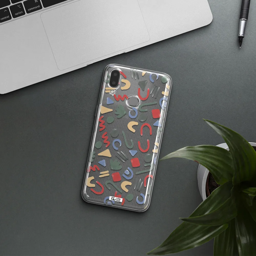 a pattern of colorful shapes Samsung A10S Clear TPU Case