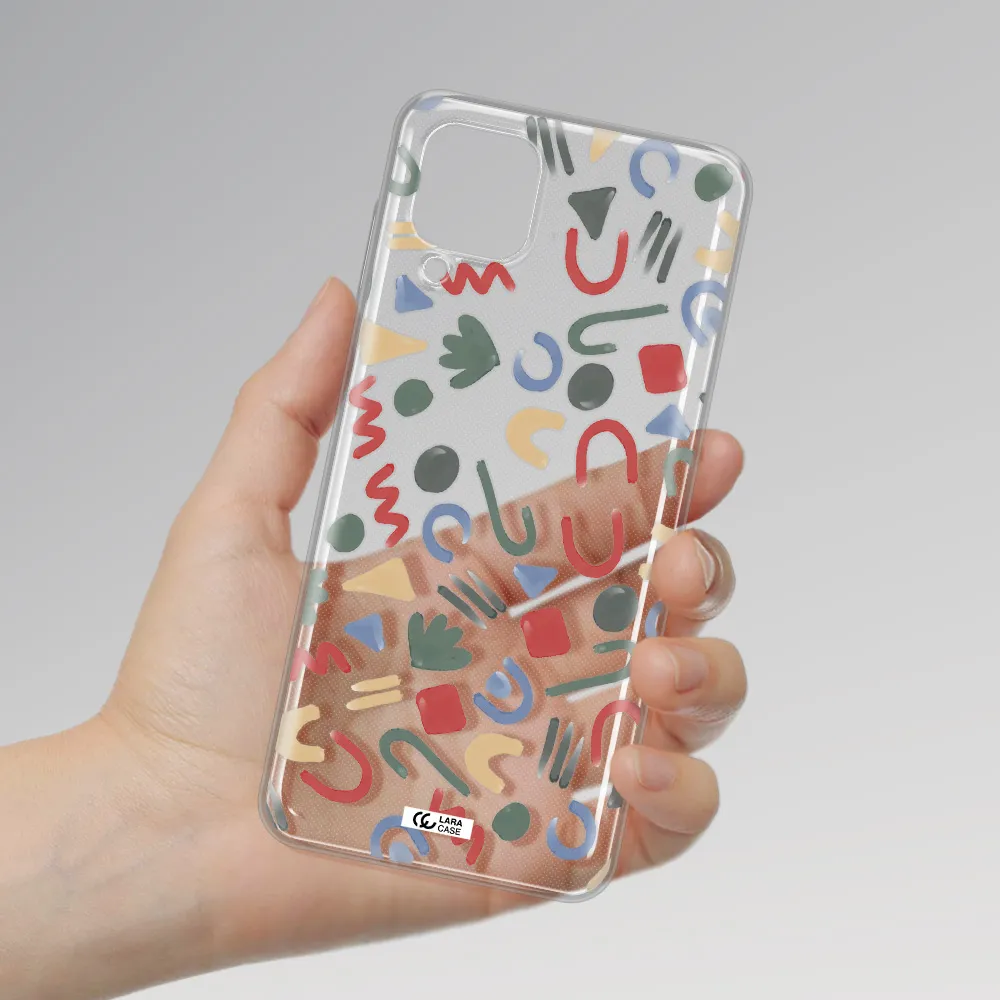 a pattern of colorful shapes Samsung A12 4g Clear TPU Case