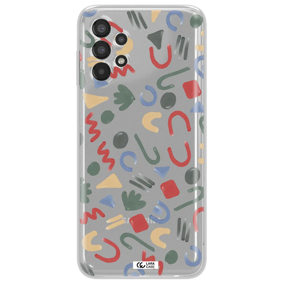 a pattern of colorful shapes Samsung A13 Clear TPU Case