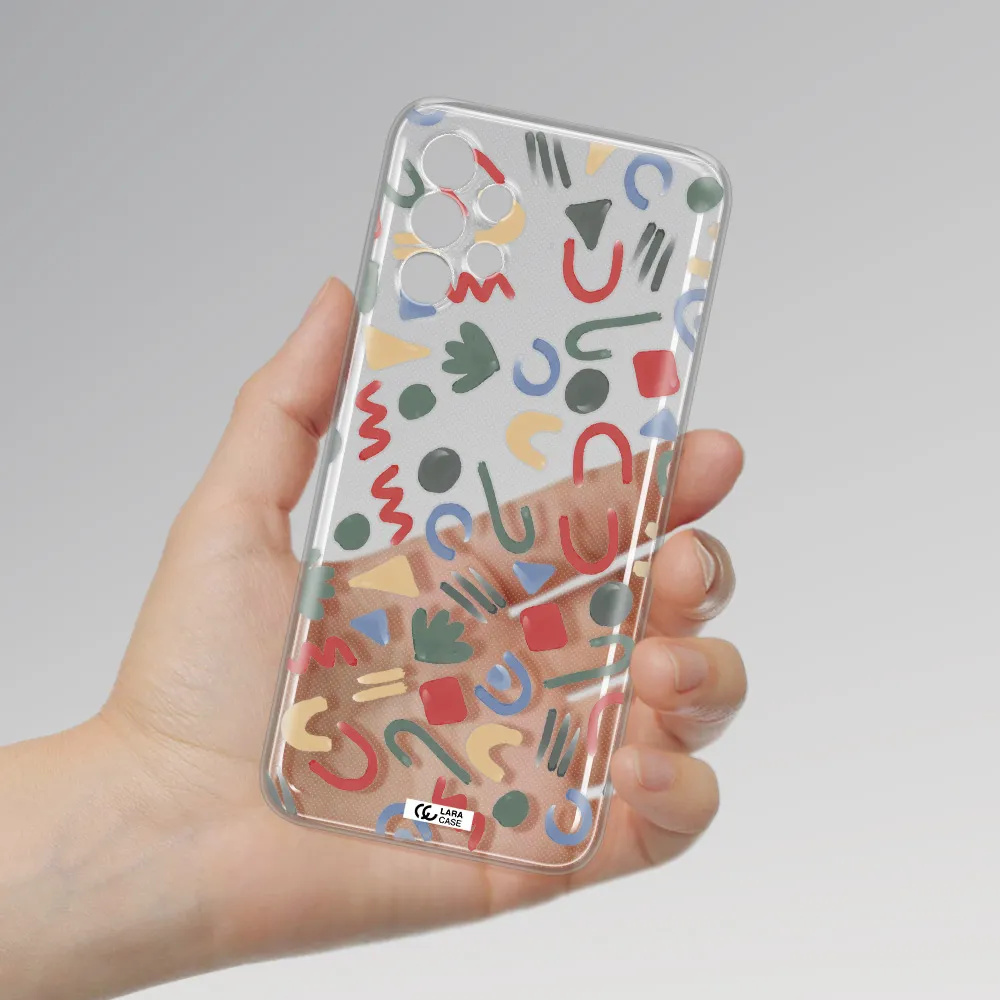 a pattern of colorful shapes Samsung A13 Clear TPU Case
