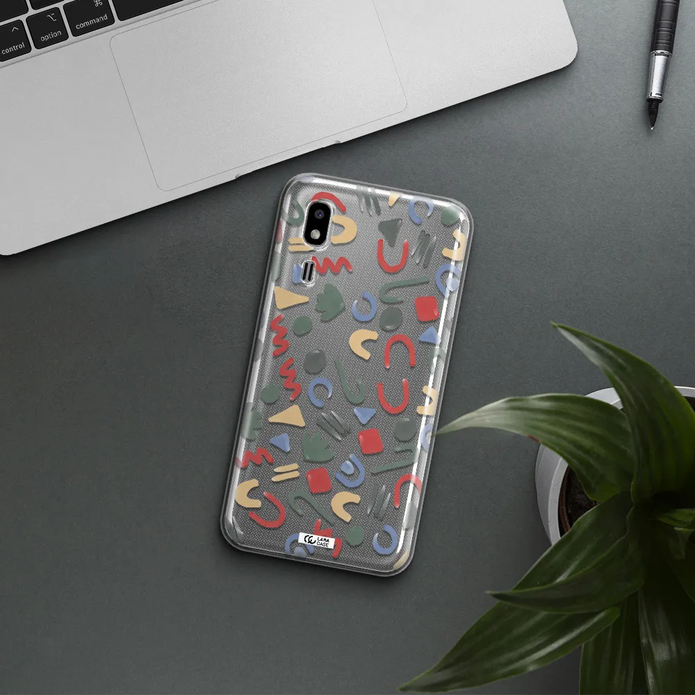 a pattern of colorful shapes Samsung A2 Core Clear TPU Case