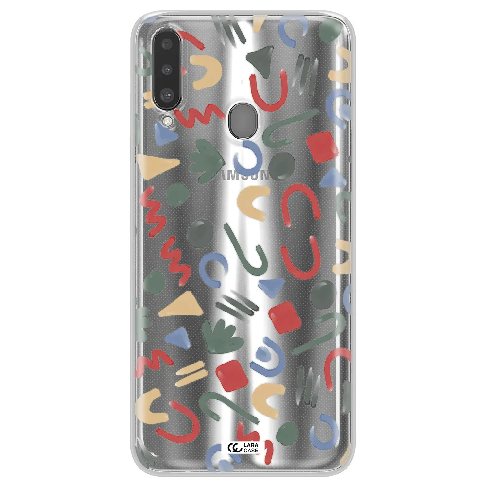 a pattern of colorful shapes Samsung A20S Clear TPU Case