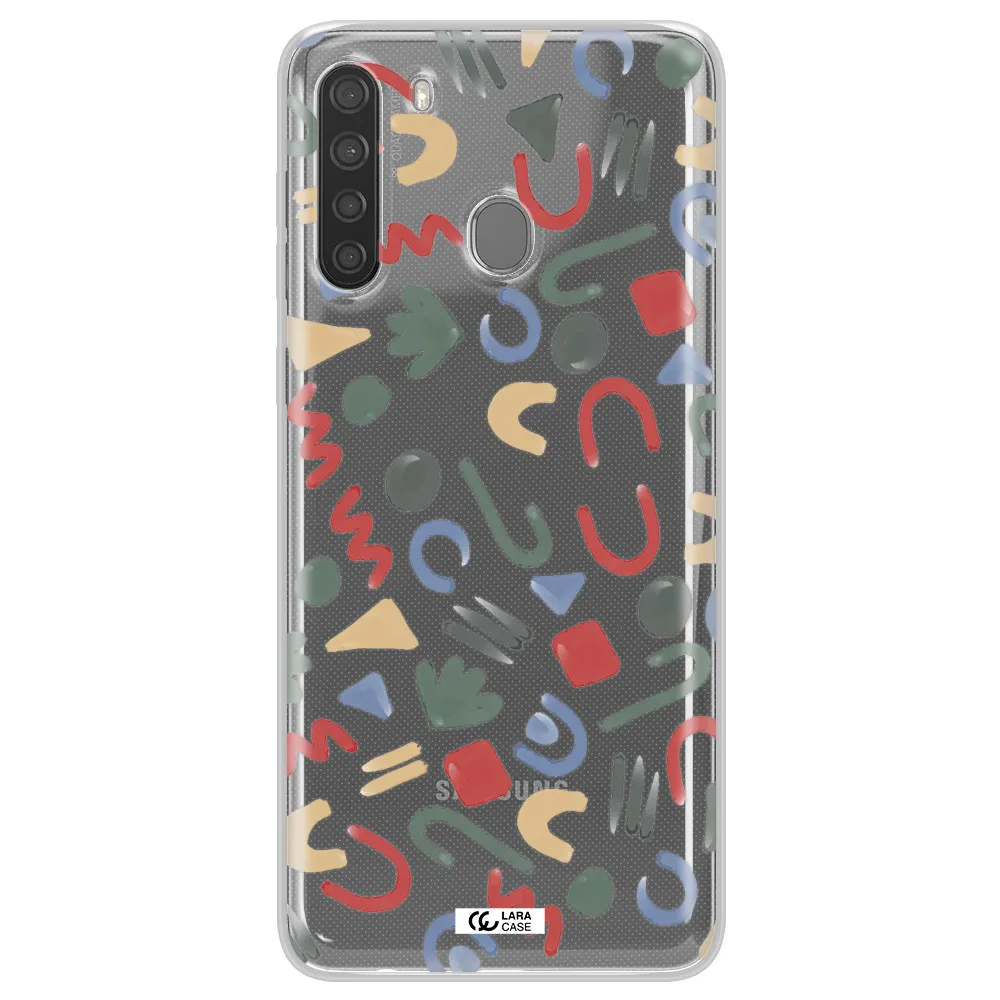 a pattern of colorful shapes Samsung A21 Clear TPU Case