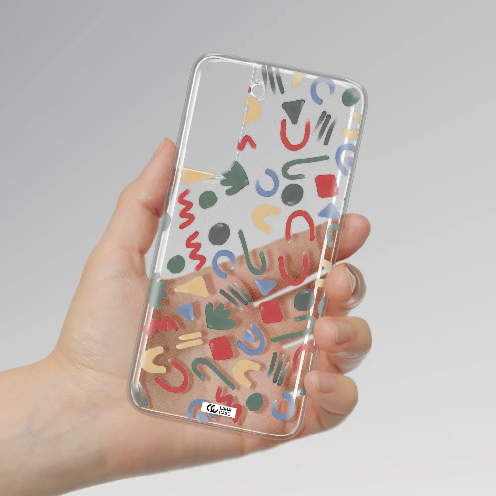 a pattern of colorful shapes Samsung A21 Fe Clear TPU Case