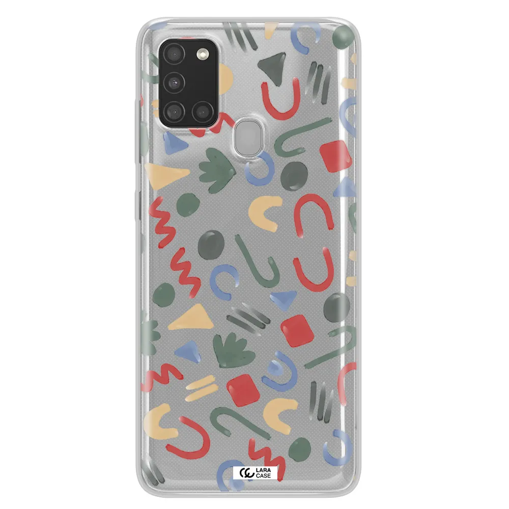 a pattern of colorful shapes Samsung A21S Clear TPU Case